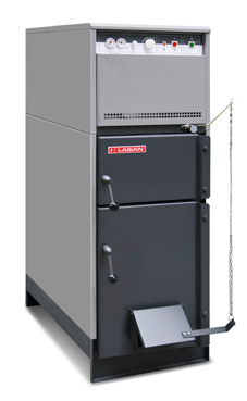 LASIAN CMX 33, caldera de pie de leña/gasoleo  de solo calefacción de dos hogares independientes de 33 KW 30.960 Kcal./h.(conjunto caldera y quemador)