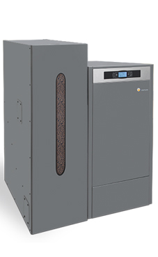 DOMUSA BIOCLASS NG 10 caldera de pellets de 10,1 Kw solo calefacción, con camara de combustión de acero inox., intercambiador tubular, rendimiento de hasta un 93,5%