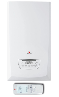 SAUNIER-DUVAL THEMA CONDENS 25 de 19,6/25,5 KW CONTROL con termostato programable Exacontrol E7R (calefacción y acs) con placa de conexiones y ventosa