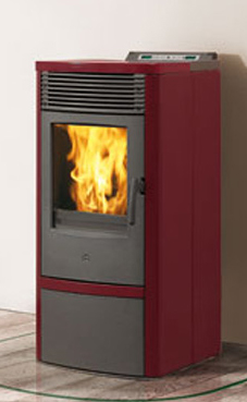 EDILKAMIN MYA CRISTAL de 6,5 Kw. Calor silencioso, ideal para las casas pasivas modernas. Estructura de acero. Radiocomando con display en dotación.laterales y top de cristal negro o blanco, frontal negro.