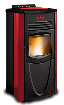 NORDICA-EXTRAFLAME GRAZIOSA STEEL 2,7-7 kW Revestimiento en acero barnizado y cobertura en mayólica. Hogar en fundición extraíble. Cajón extraíble para la ceniza. Vitro cerámico resistente  Colores: Pergamino, negro antracita y burdeos.